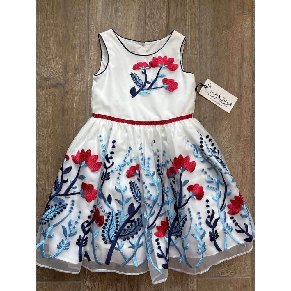 NWT Pippa & Julie Floral Embroidered Dress Sz 4